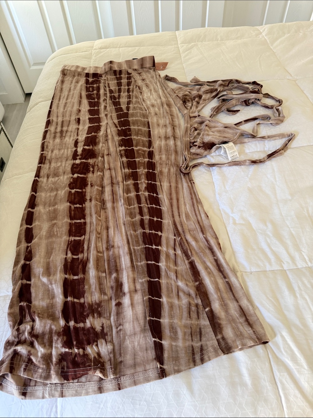 SHEIN Brown Tie-Dye Maxi Skirt